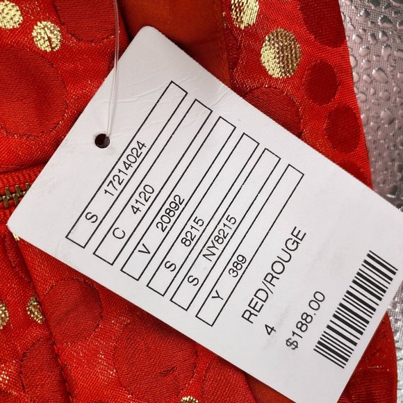 Lauren Moffatt Anthro crimson bubbles mini skirt size 4 red metallic gold pocket - Picture 9 of 11